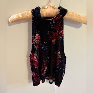 Floral Sleeveless Top - Black and Red